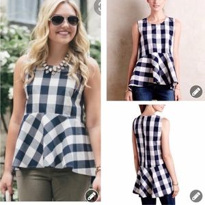 Anthropologie HD in Paris gingham peplum top 113
